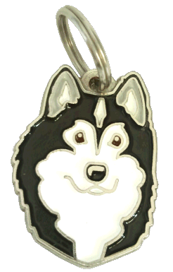 ALASKAN MALAMUTE BLACK AND WHITE <br> (pet tag, engraving included)